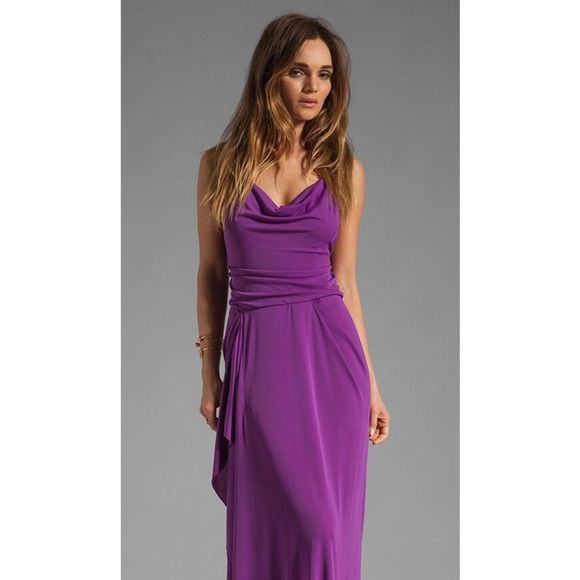 Bcbgmaxazria hedi dark orchid front slit gown size small - Picture 3 of 14